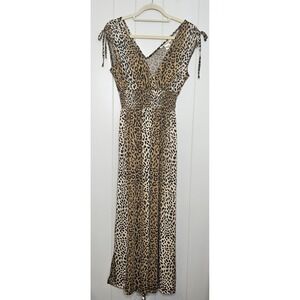 Studio West Apparel Medium Leopard Print Long Dress Slinky Material Padded Cups